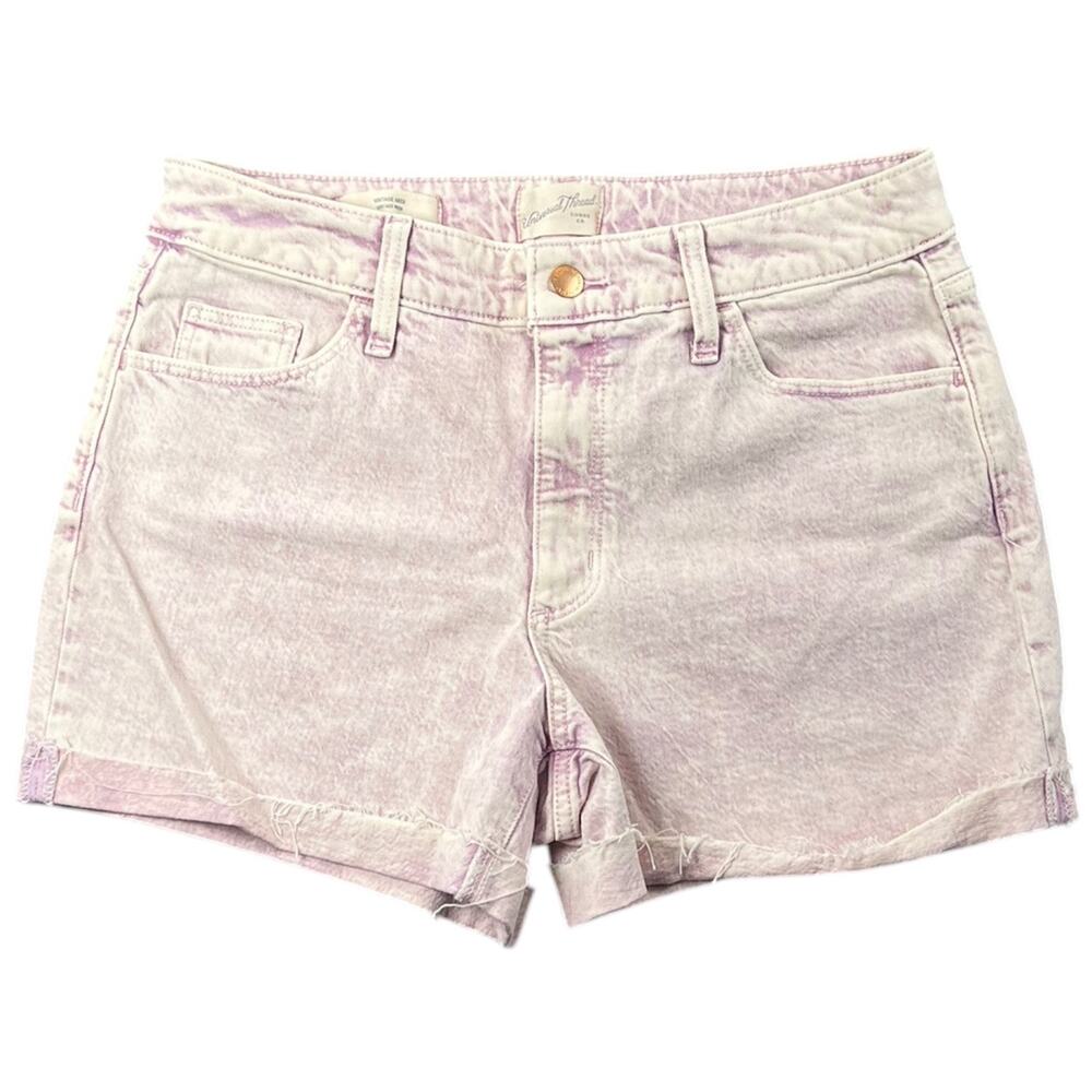 Universal Thread Pink Purple Acid Wash Denim Shorts High Rise Cuffed - 8/29